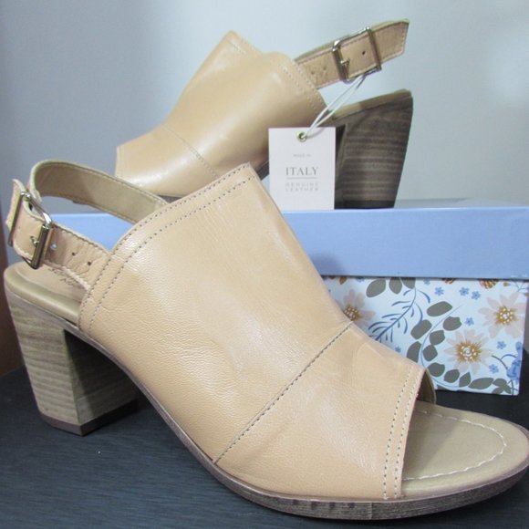 Sophia Milano Shoes - Sophia Milano Leather Peep Toe Heeled Sandals